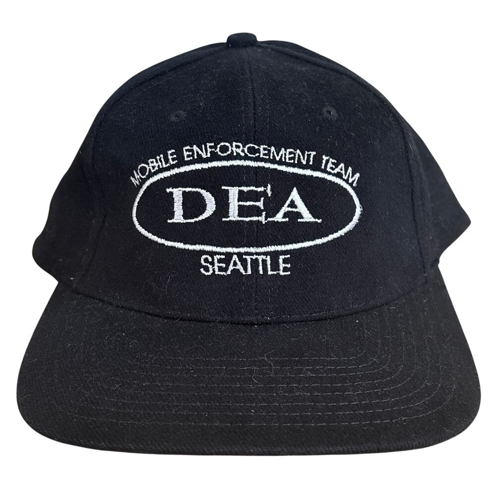 DEA Seattle‎ Drug Mobile Enforcement Team Agency Black Snapback Hat Cap Vintage